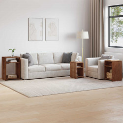 Stolik Akcentowy z półką 3 pcs Brązowy Lite drewno mahoniowe