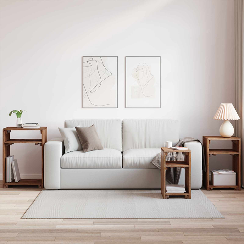 Stolik Akcentowy z półką 3 pcs Brązowy Lite drewno mahoniowe