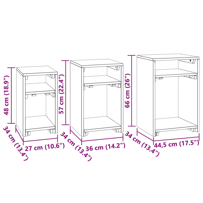 Stolik Akcentowy z półką 3 pcs Brązowy Lite drewno mahoniowe
