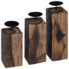 Świecznik 3 pcs Naturalny Lite drewno z odzysku