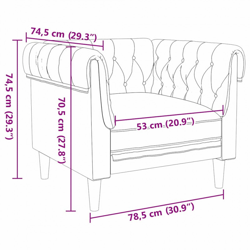 Sofa Ciemnoszary 78,5 x 74,5 x 74,5 cm Poliester