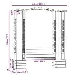 Pergola z ławką i donicami, impregnowane drewno sosnowe