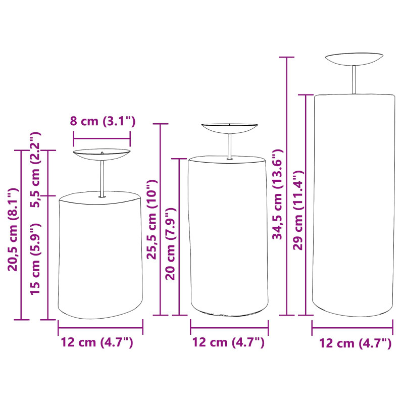 Świecznik 3 pcs Naturalny Lite drewno tekowe