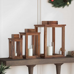 Latarnia 3 pcs Naturalny Drewno mahoniowe