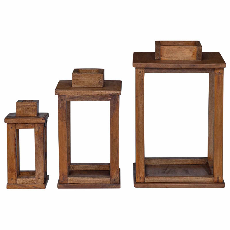 Latarnia 3 pcs Naturalny Drewno mahoniowe