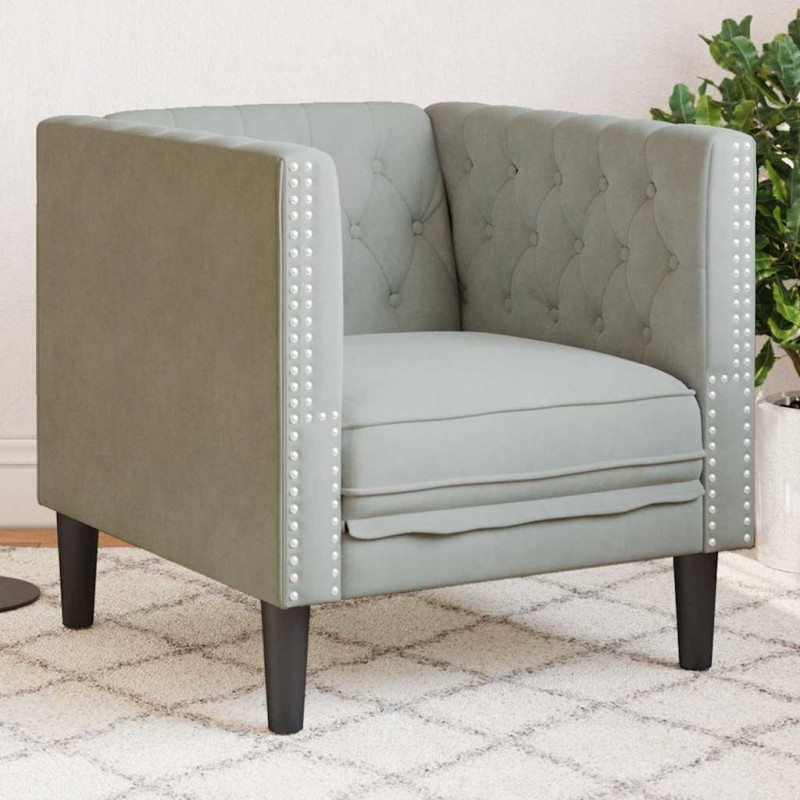 Sofa Jasnoszary 74,5 x 71 x 70,5 cm Aksamit