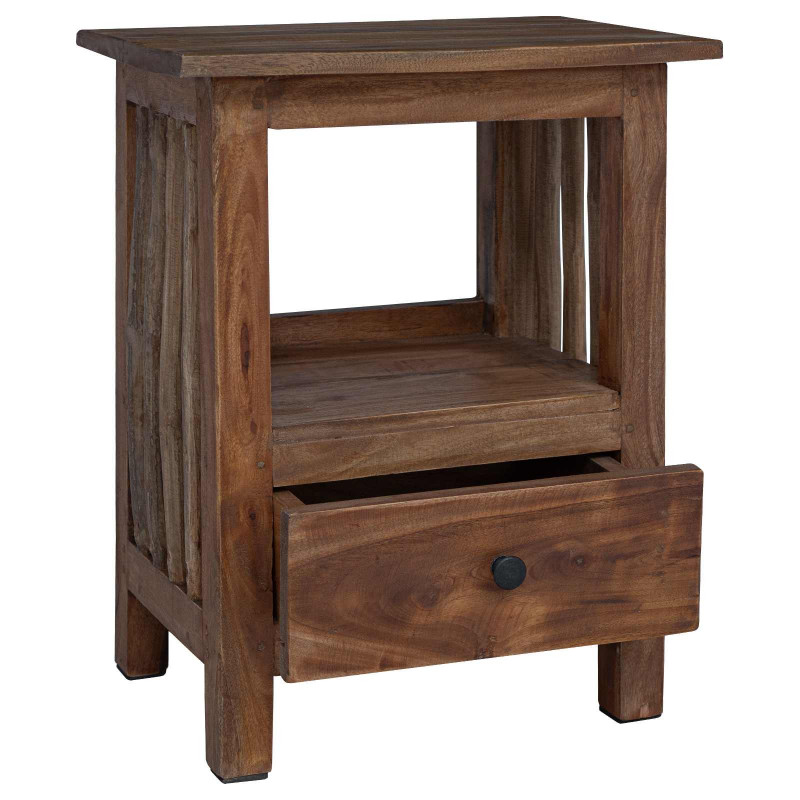 Stolik nocny Brązowy 30 x 30 x 47 cm Lite Drewno Recyklingowe