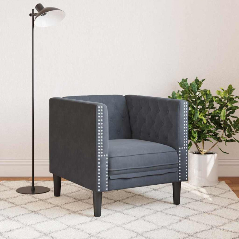 Sofa Ciemnoszary 74,5 x 71 x 70,5 cm Aksamit