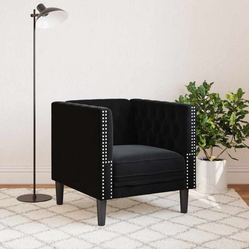 Sofa Czarny 74,5 x 71 x 70,5 cm Aksamit