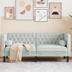 Sofa Jasnoszary 174 x 74,5 x 70,5 cm Aksamit