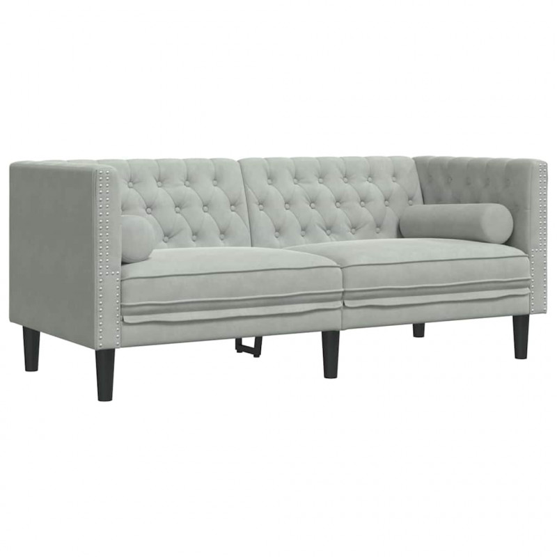 Sofa Jasnoszary 174 x 74,5 x 70,5 cm Aksamit