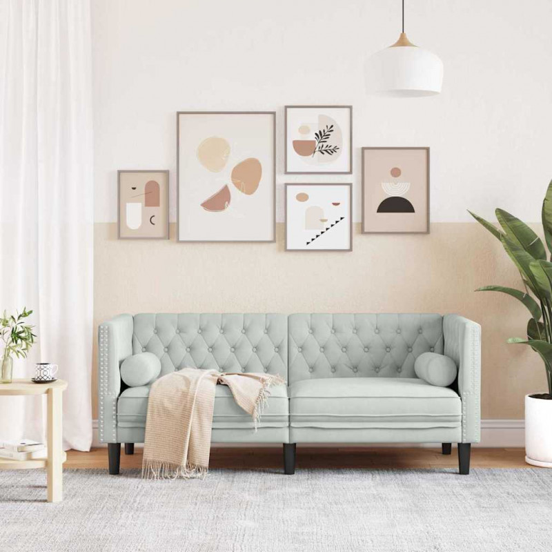 Sofa Jasnoszary 174 x 74,5 x 70,5 cm Aksamit