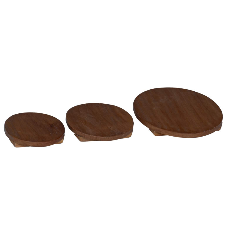 Stołek Roślinny 3 pcs Brązowy Drewno mahoniowe