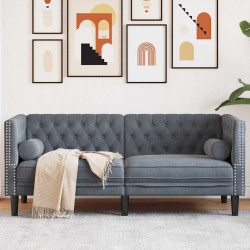 Sofa Ciemnoszary 174 x 74,5 x 70,5 cm Aksamit