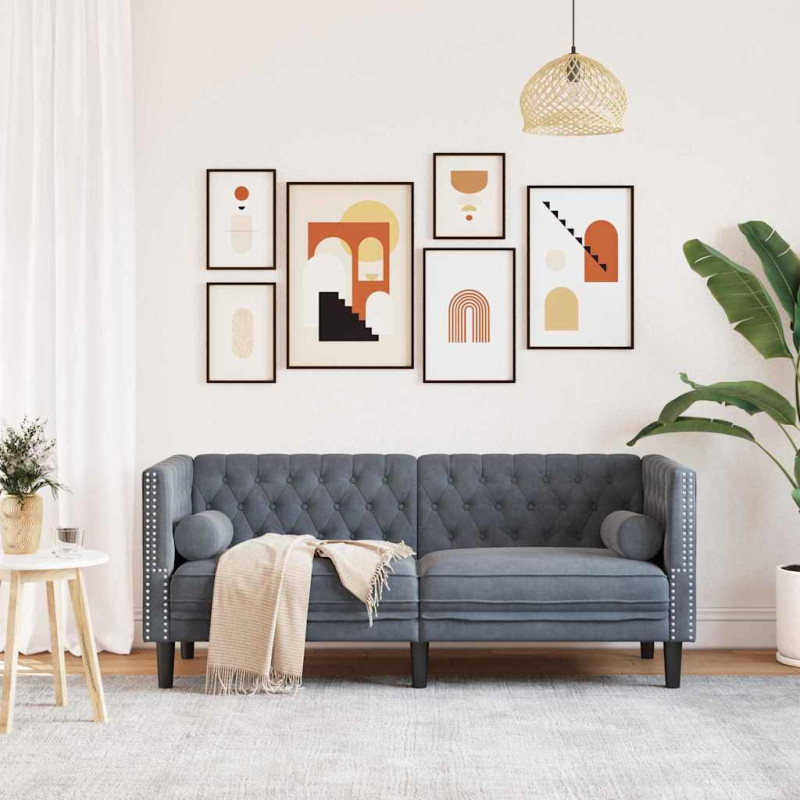 Sofa Ciemnoszary 174 x 74,5 x 70,5 cm Aksamit