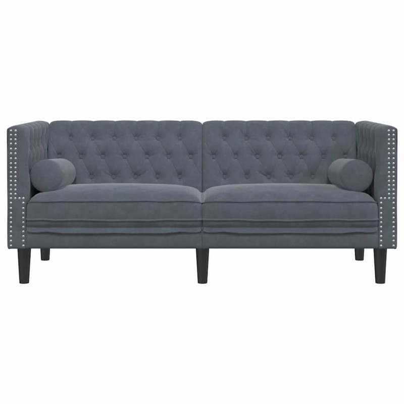 Sofa Ciemnoszary 174 x 74,5 x 70,5 cm Aksamit