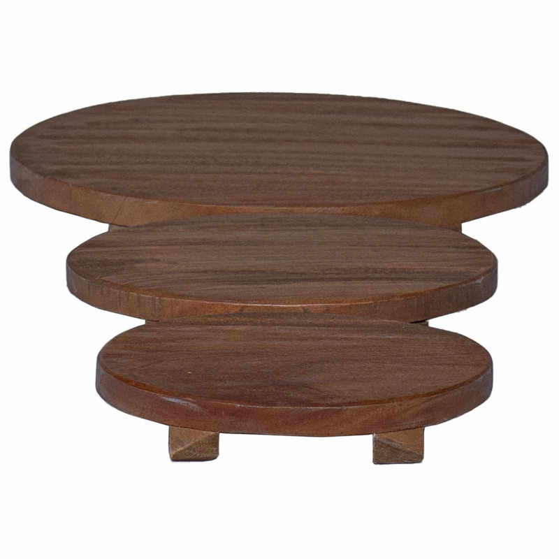 Stołek Roślinny 3 pcs Brązowy Drewno mahoniowe