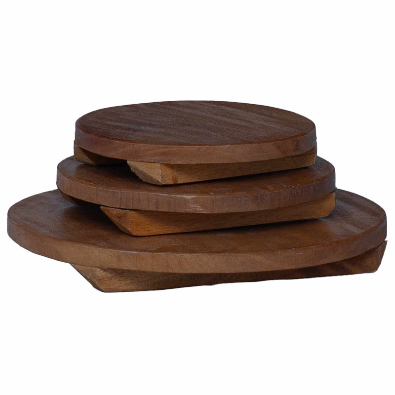 Stołek Roślinny 3 pcs Brązowy Drewno mahoniowe
