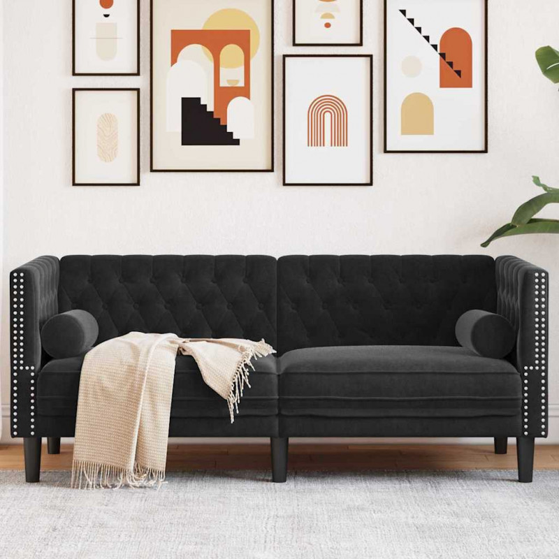 Sofa Czarny 174 x 74,5 x 70,5 cm Aksamit