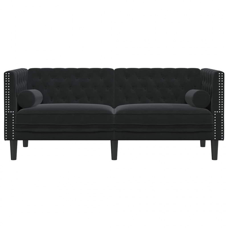 Sofa Czarny 174 x 74,5 x 70,5 cm Aksamit