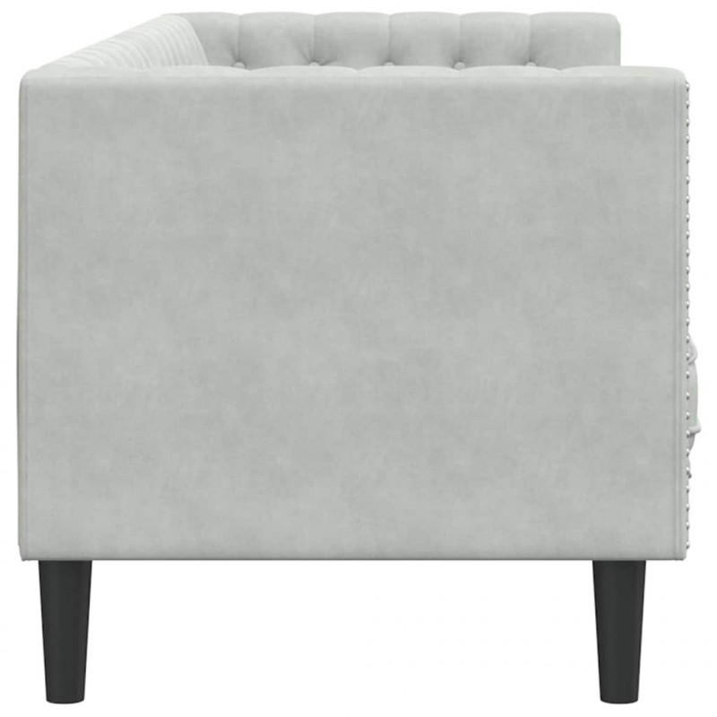 Sofa Jasnoszary 194 x 74,5 x 70,5 cm Aksamit