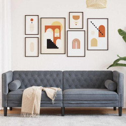 Sofa Ciemnoszary 194 x 74,5 x 70,5 cm Aksamit