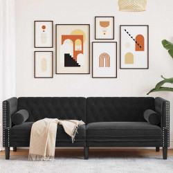 Sofa Czarny 194 x 74,5 x 70,5 cm Aksamit