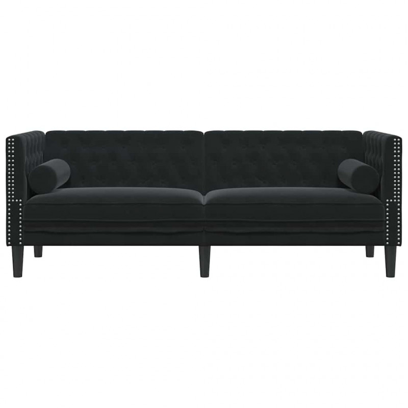 Sofa Czarny 194 x 74,5 x 70,5 cm Aksamit