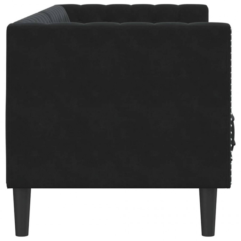 Sofa Czarny 194 x 74,5 x 70,5 cm Aksamit