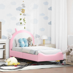 Stelaż łóżka dla malucha z oparciem Różowy 70 x 140 cm PU