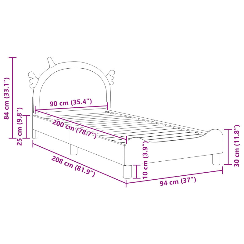 Łóżko Dziecięce z Ramą i Zagłówkiem Różowy 90 x 200 cm PU