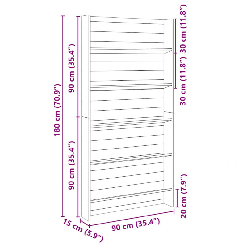 Półki na rośliny z półką Brązowy 90 x 15 x 180 cm