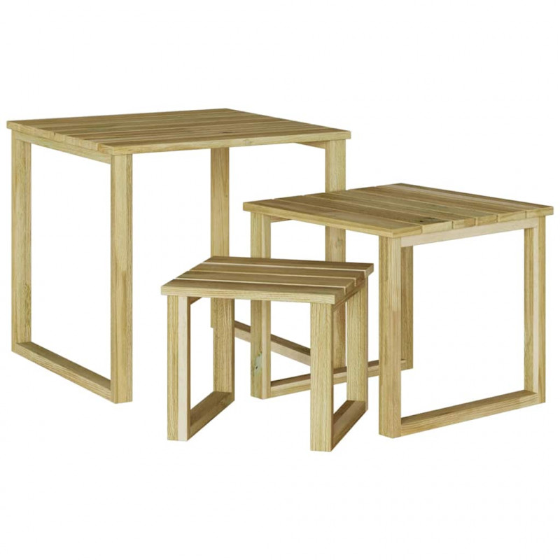 stół 3 pcs Naturalny Impregnowane drewno sosnowe