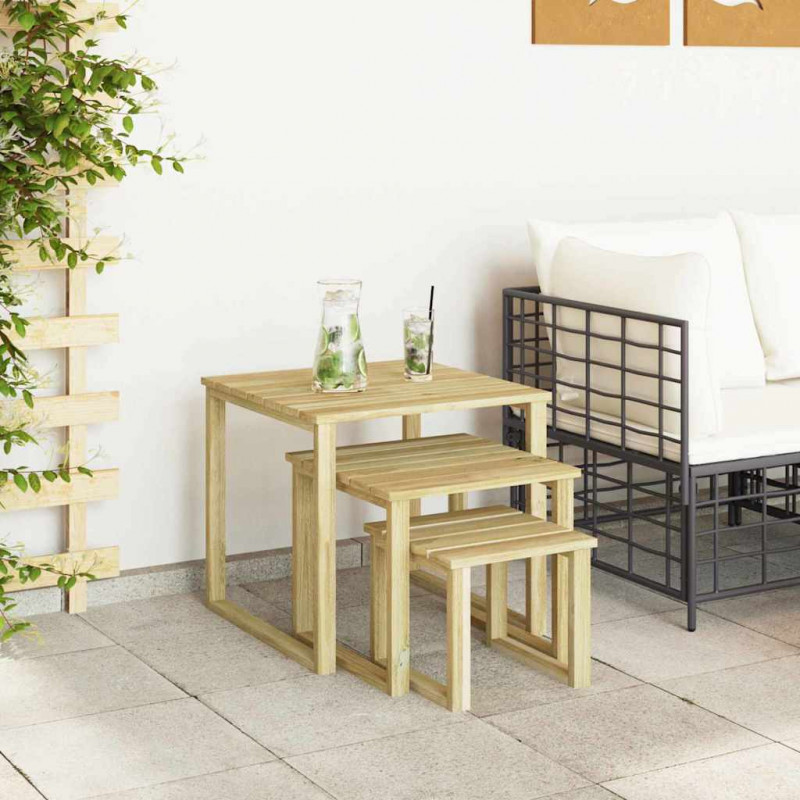 stół 3 pcs Naturalny Impregnowane drewno sosnowe