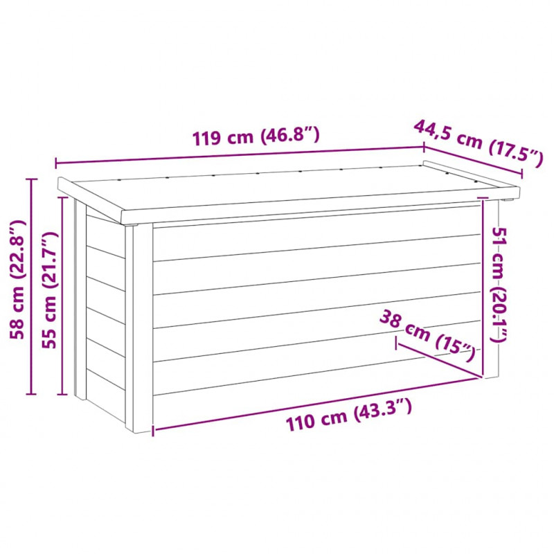 Skrzynia do przechowywania Naturalny 119 x 44,5 x 58 cm