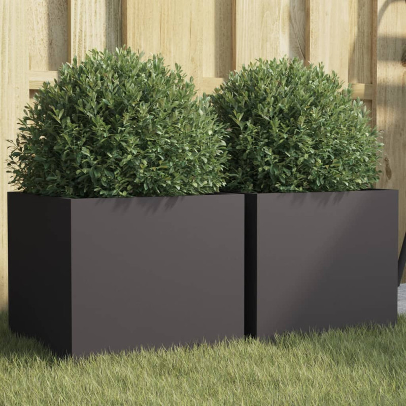 Donice, 2 szt., czarne, 32x30x29 cm, stal