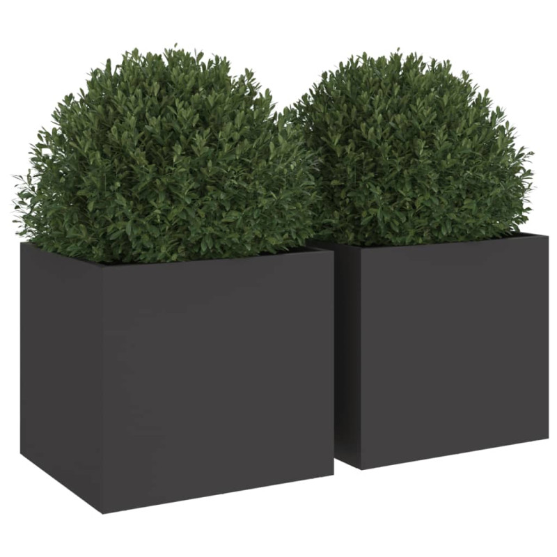 Donice, 2 szt., czarne, 32x30x29 cm, stal
