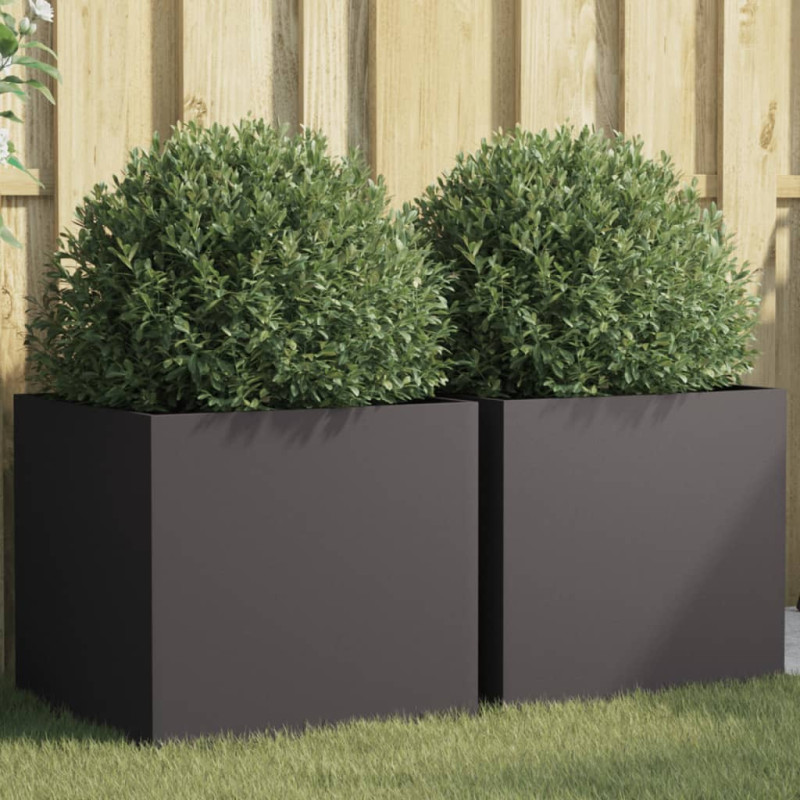 Donice, 2 szt., czarne, 49x47x46 cm, stal