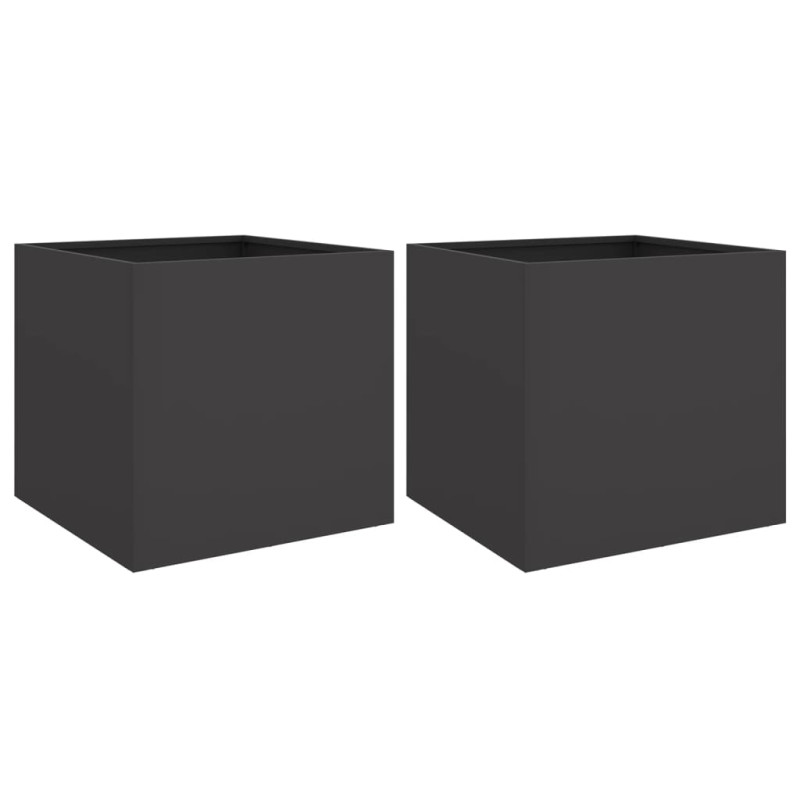 Donice, 2 szt., czarne, 49x47x46 cm, stal