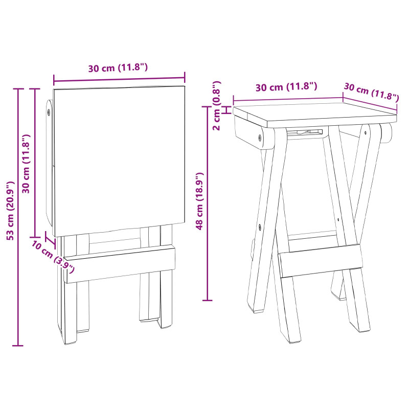 Halka Naturalny 30 x 30 x 48 cm Lite drewno z odzysku