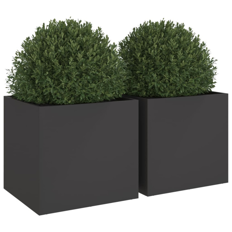 Donice, 2 szt., czarne, 49x47x46 cm, stal