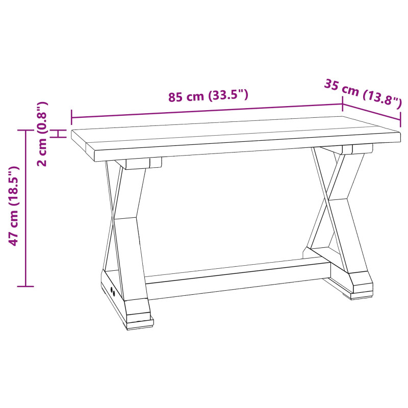 ławka Naturalny 85 x 35 x 47 cm Lite drewno z odzysku