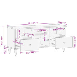 Szafka pod telewizor, 100x33x46 cm, lite drewno mango