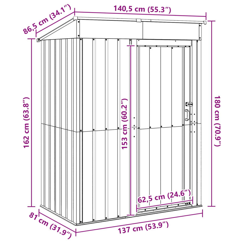 Schowki ogrodowe Antracyt 137 x 81 x 180 cm Metal