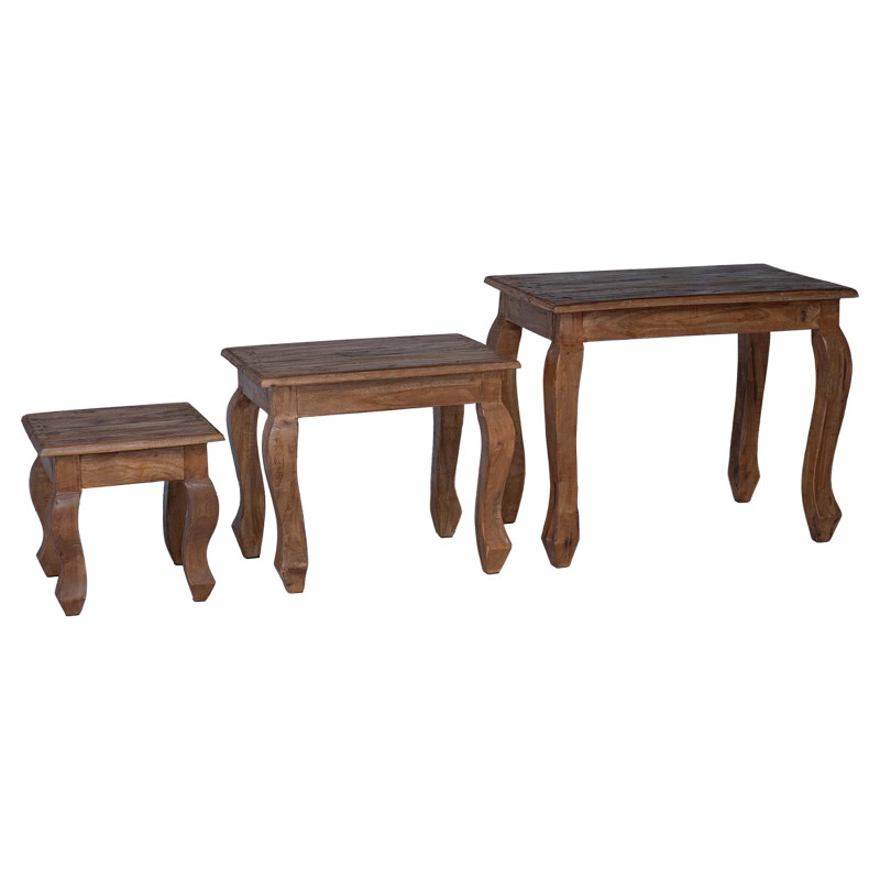 Stolik Nesting 3 pcs Brązowy Lite drewno mahoniowe