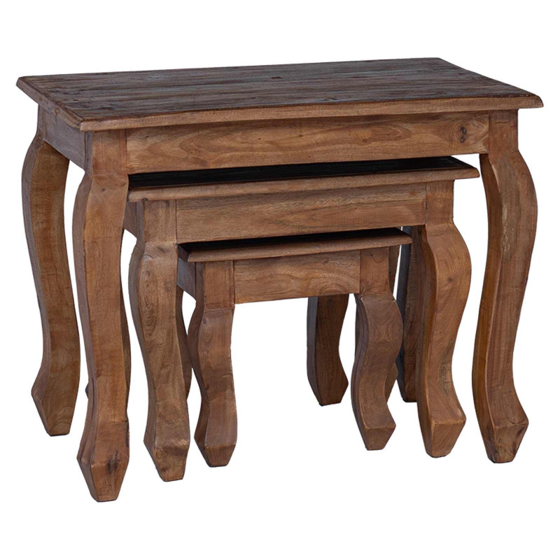 Stolik Nesting 3 pcs Brązowy Lite drewno mahoniowe