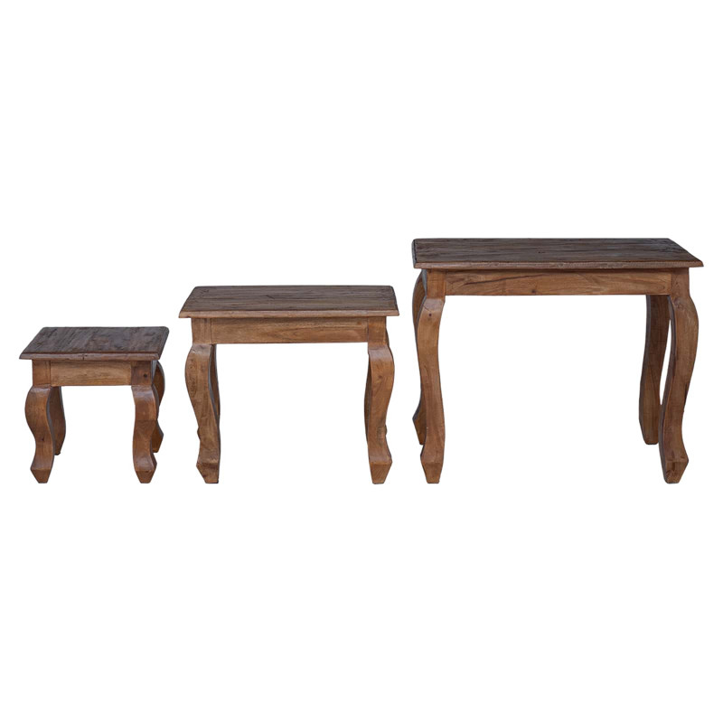 Stolik Nesting 3 pcs Brązowy Lite drewno mahoniowe