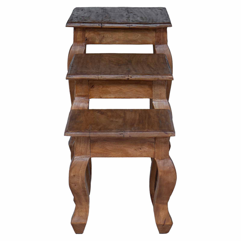 Stolik Nesting 3 pcs Brązowy Lite drewno mahoniowe