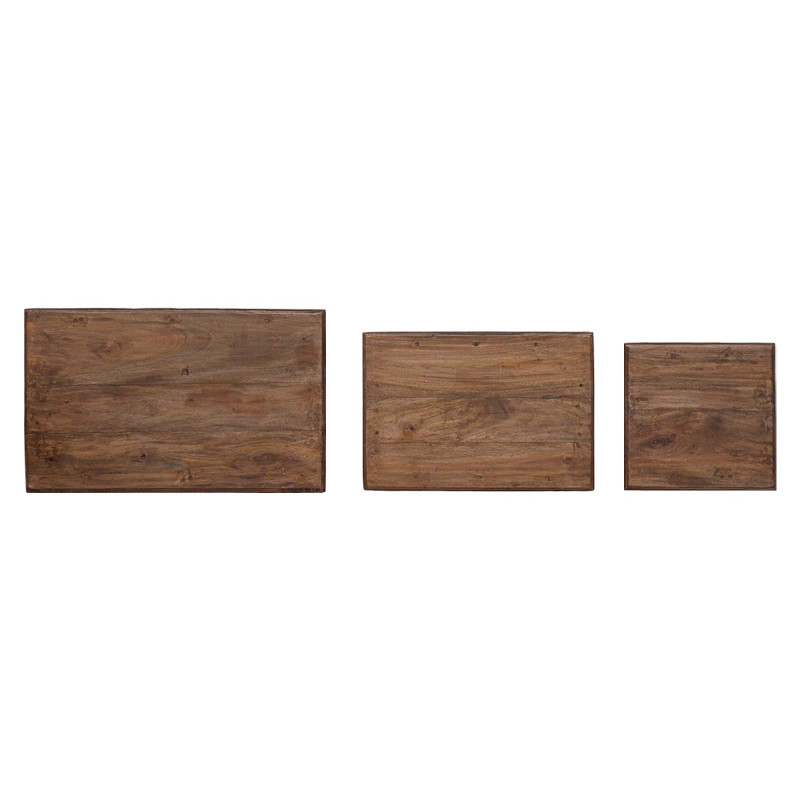 Stolik Nesting 3 pcs Brązowy Lite drewno mahoniowe