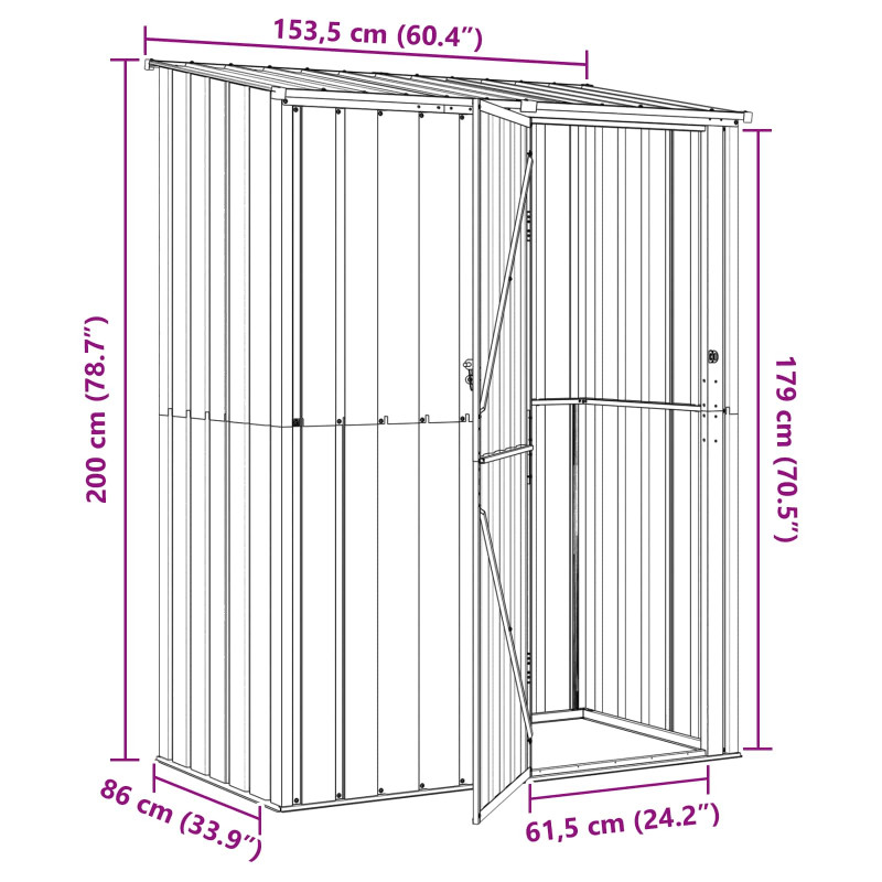 Schowki ogrodowe Antracyt 153,5 x 86 x 200 cm Metal